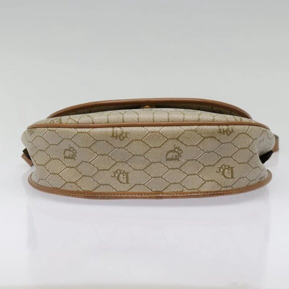 Christian Dior Honeycomb Canvas Shoulder Bag PVC Leather Beige Gold Auth 91284 - Picture 7 of 15